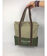 Tauck Tours Cloth Travel Bag Forrest Green Brown / Beige Zipper Beach Gr... - £2.34 GBP