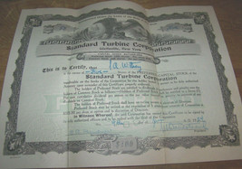 1924 STANDARD TURBINE CORPORATION STOCK CERTIFICATE WELLSVILLE NY DRESSE... - £20.99 GBP
