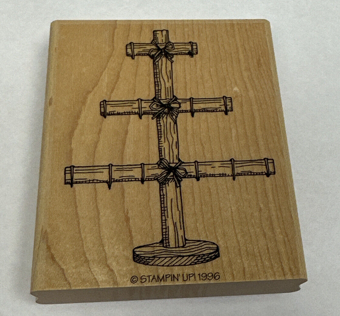 Stampin&#39; Up 1996 Three Tiered Cross Wood Mounted Rubber Stamp NEW Unused... - £7.14 GBP