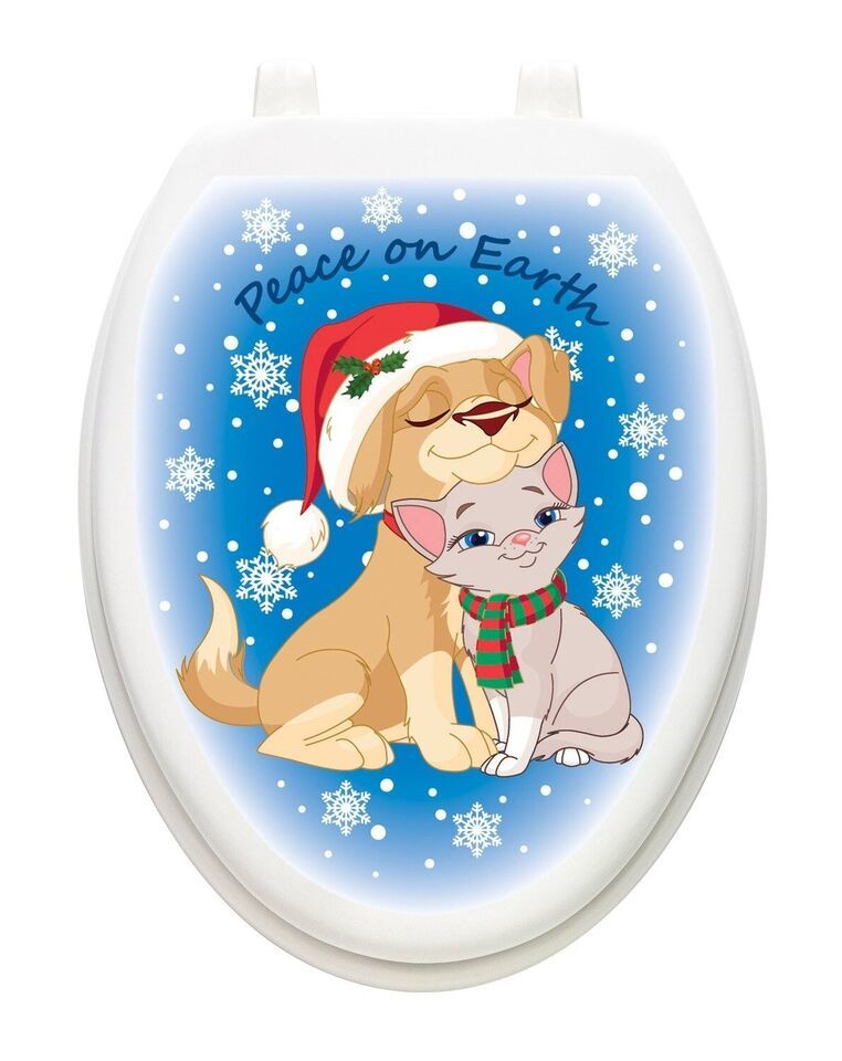TOILET TATTOOS Peace on Earth Vinyl Removable Lid Decoration - $23.66