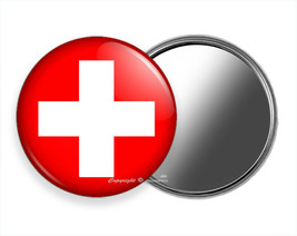 Flag Of Switzerland Swiss Cross Symbol New Pocket Purse Makeup Mirror Gift Idea - £11.26 GBP+