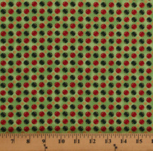 Christmas Polka Dots Green Red Gold Metallic Cotton Fabric Print by Yard D504.12 - £8.78 GBP