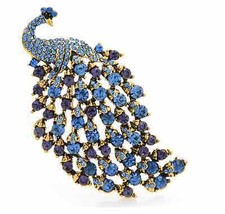 Peacock brooch lucky vintage look gold plated celebrity broach queen pin i7 new - £16.68 GBP