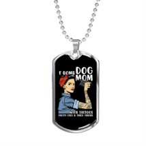 F Bomb Dog Mom Necklace Stainless Steel or 18k Gold Dog Tag 24&quot; Chain - £37.92 GBP+