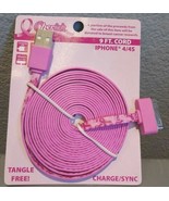 Breast Cancer Awareness IPHONE 4 4S -  9 Ft. Charging / Sync Cord Tangle... - £4.71 GBP