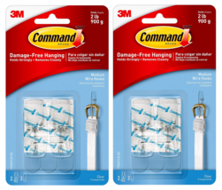 Command, Medium, Clear, Wire Toggle, 2 Hooks Pack of 2 - £9.81 GBP