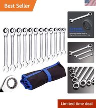 Ratchet Spanner Set Combination Wrench 12 Piece Metric Sizes from 8mm to... - $50.99
