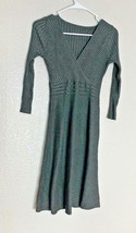 Gray Womens sz S Sweater Dress VNeck Long Sleeve Knee Length  - £10.12 GBP