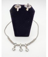 Vintage Rhinestone Set Coordinated Choker Necklace &amp; Earrings Clear - $19.99
