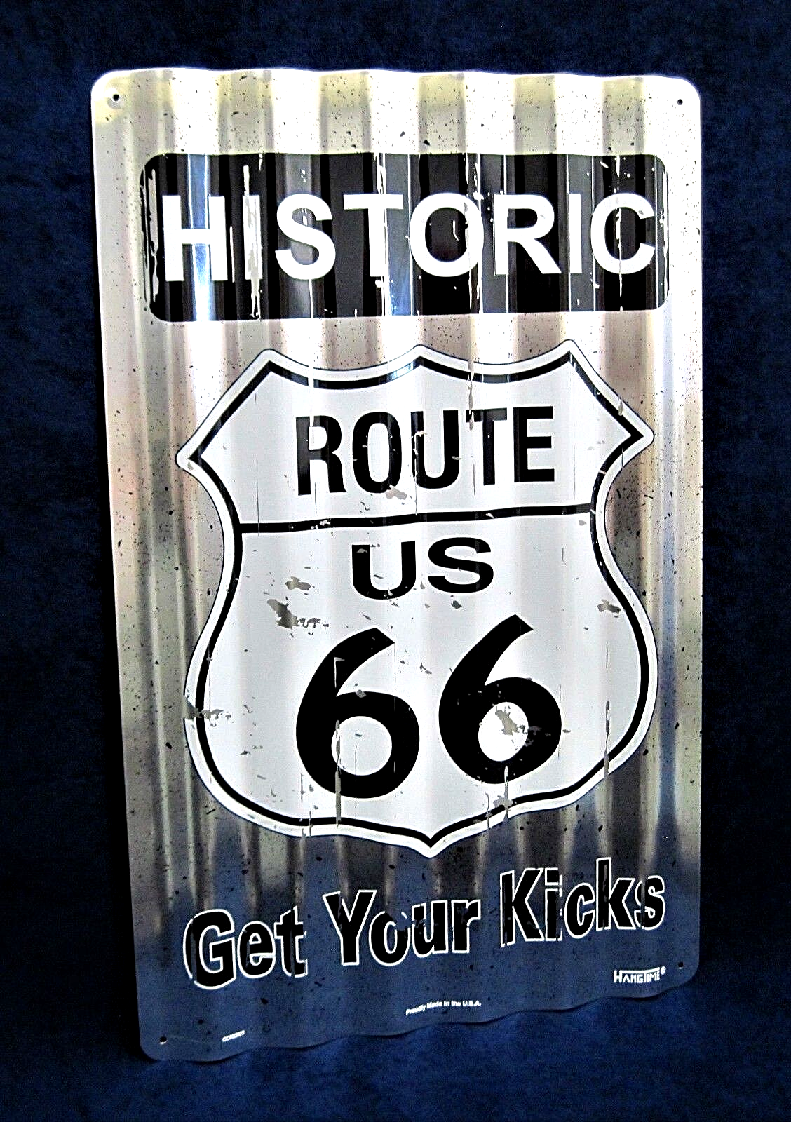 ROUTE 66 *US MADE* Corrugated Metal Sign - Man Cave Garage Shop Bar Wall Décor - £19.89 GBP