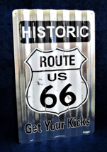 ROUTE 66 *US MADE* Corrugated Metal Sign - Man Cave Garage Shop Bar Wall... - £19.91 GBP