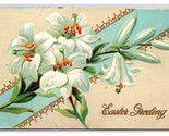 Easter Greetings White Lilies Embossed DB Postcard Z5 - $2.92