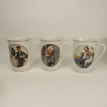 3 Norman Rockwell Japan Fine Porcelain Gold Trim IMM Coffee Mugs/Cups ZXK7U - $12.00