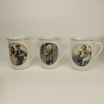 3 Norman Rockwell Japan Fine Porcelain Gold Trim IMM Coffee Mugs/Cups ZXK7U - £9.40 GBP