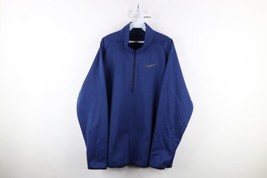 Nike Dri-Fit Mens XL Fleece Lined Big Swoosh Half Zip Pullover Sweatshirt Blue - $39.55