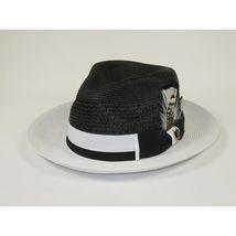 Men's Bruno Capelo Belvedere 2-Tone Straw Style Fedora Hat BD950 Black/White image 3