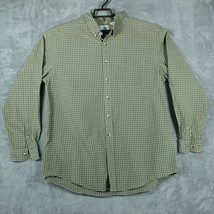LL Bean Shirt Men&#39;s Large Long Sleeve Green Olive Plaid Button Down 100%... - £13.62 GBP