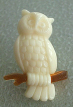 Vintage Avon Lucky Friends Owl Pin White &amp; Brown Lucite - £13.65 GBP