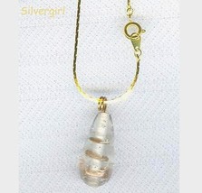 Glass Pendant Style Necklaces Gold Swirled Clear Tear Drop Lampwork - £11.99 GBP