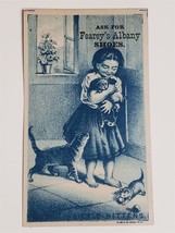 1880s antique FEAREYS ALBANY SHOES peckskill ny A R FREE ad trade card girl cats - £30.14 GBP