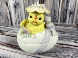 Vintage LEFTON Hand Painted Easter Egg Chick Trinket Box - Made in Japan - $14.50
