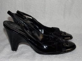 Linea Paolo Patent Leather Lace Bow SLINGBACK Heels 6M For Women Used - $752.48 MXN