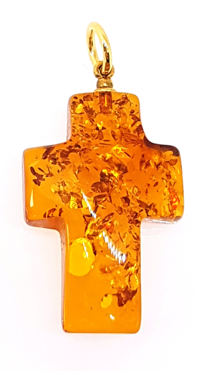 Amber Pendant Cross / Women Men Unisex Pendant Amulet / Certified Genuine Baltic - £43.91 GBP