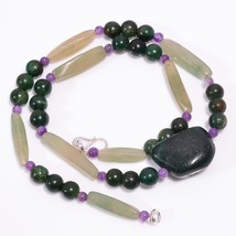 NaturalSakota Mine Emerald Aventurine Amethyst Beads Necklace 3-27 mm 18&quot; UB8006 - £8.83 GBP