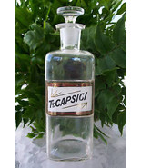 Glass Label Apothecary Bottle~1800&#39;s~TR.CAPSICI~Tincture of Capsicum~8.2... - £179.43 GBP