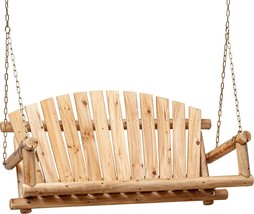 Anraja Heavy Duty 4 Foot Rustic Hanging Log Porch Swing With Chains, 800 Lbs. - £182.99 GBP