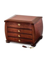 High Gloss Bubinga Veneer Finish 3-Drawer Locking Wooden Jewelry Chest - £471.61 GBP