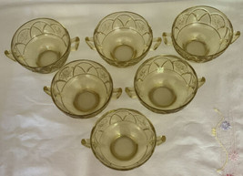 (6) Amber Rosemary Dutch Rose Cream Soup Bowls Federal Depression Glass Mayfair - $17.50