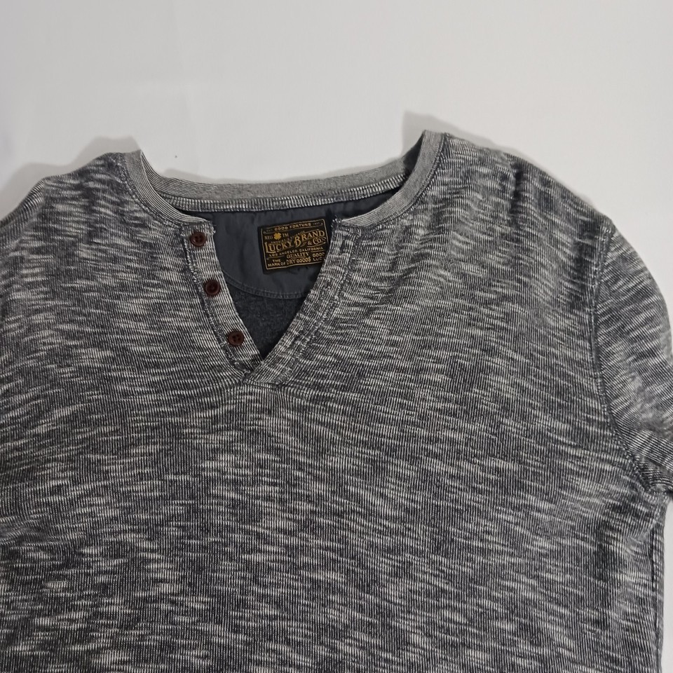 Lucky Brand 7M62050 Men's Gray Cotton Twisted Stub Henley Sweatshirt Size Small Item image 15