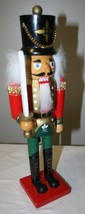 Soldier Military Wooden Christmas Nutcracker with Sword Red and Green 15&quot; - £21.60 GBP