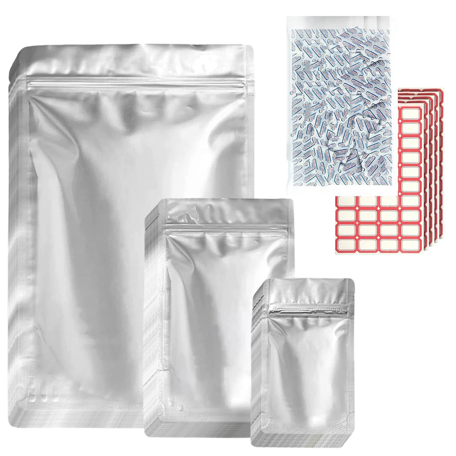Mylar Bags Kit 100 Mylar Bags For Food Storage Reusable Heat Sealable Resealable - £77.78 GBP