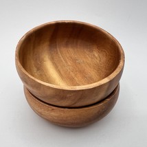 Set 2 Vintage Small Wood Sauce Berry Condiment Bowls 4&quot; Rustic Farmhouse Boho - $14.01