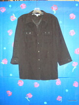 JM COLLECTION LONG SLEEVE FAUX SUEDE SHIRT SIZE L LARGE  - $15.99