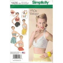 Simplicity 1426 Bra, Halter, Bandeau Top Reissued 40s 50s Pattern Sz 4-12 Uncut - $12.73