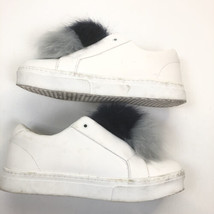 Sam Edelman Leya white Sneakers shoes faux fur pom pom size 9 - £19.45 GBP