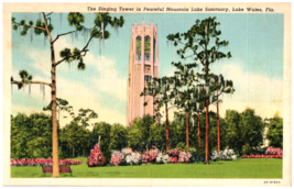 1936 Postcard The Singing Tower, Peaceful Mountain Lake Sanctuary Lake Wales, FL - £7.69 GBP