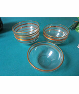 DURAND FRANCE 6 CRYSTAL  FRUIT BOWLS GOLD RIM SIGNED 2 X 5&quot; [*GLW4] - $252.53 CAD