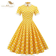 SISHION Retro Vintage Rockabilly Dress VD2840 Short Sleeve Yellow Green ... - £75.44 GBP