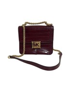 Michael Kors Sonia Croc Embossed Faux Leather Shoulder Bag Merlot Gold C... - €43,06 EUR