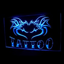 100033B Tattoo Angel Wing Flame Machine Gun Peacock Tools  LED Light Sign - $21.99