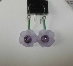 Silver-tone Purple Flower Drop-Dangle Earrings - $9.41