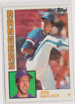 Jon Matlack Rangers Pitcher 1984 Topps Card # 149 Excellent - $1.63