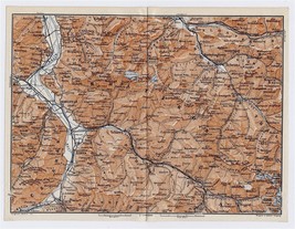 1911 Antique Map Vicinity Of Bad Ragaz Chur Liechtenstein Alps Switzerland - £19.08 GBP