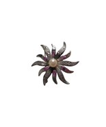 Vintage Estate Pearl Silver Floral Brooch Pin Jewelry Sterling - $20.00