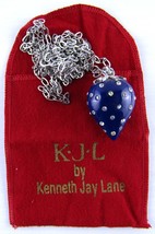 Kenneth Jay Lane, Silver Tone Blue Jeweled Strawberry Necklace, 50 Inch ... - £65.69 GBP