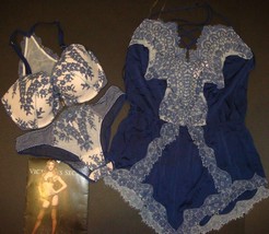 Victoria&#39;s Secret 32DDD Reggiseno Set + Orsacchiotto Tutina + Vestaglia Kimono - £141.25 GBP